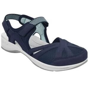NEW Easy Spirit Kimberly Splash Flat Hiking Sandals Blue 7.5N Water Resistant